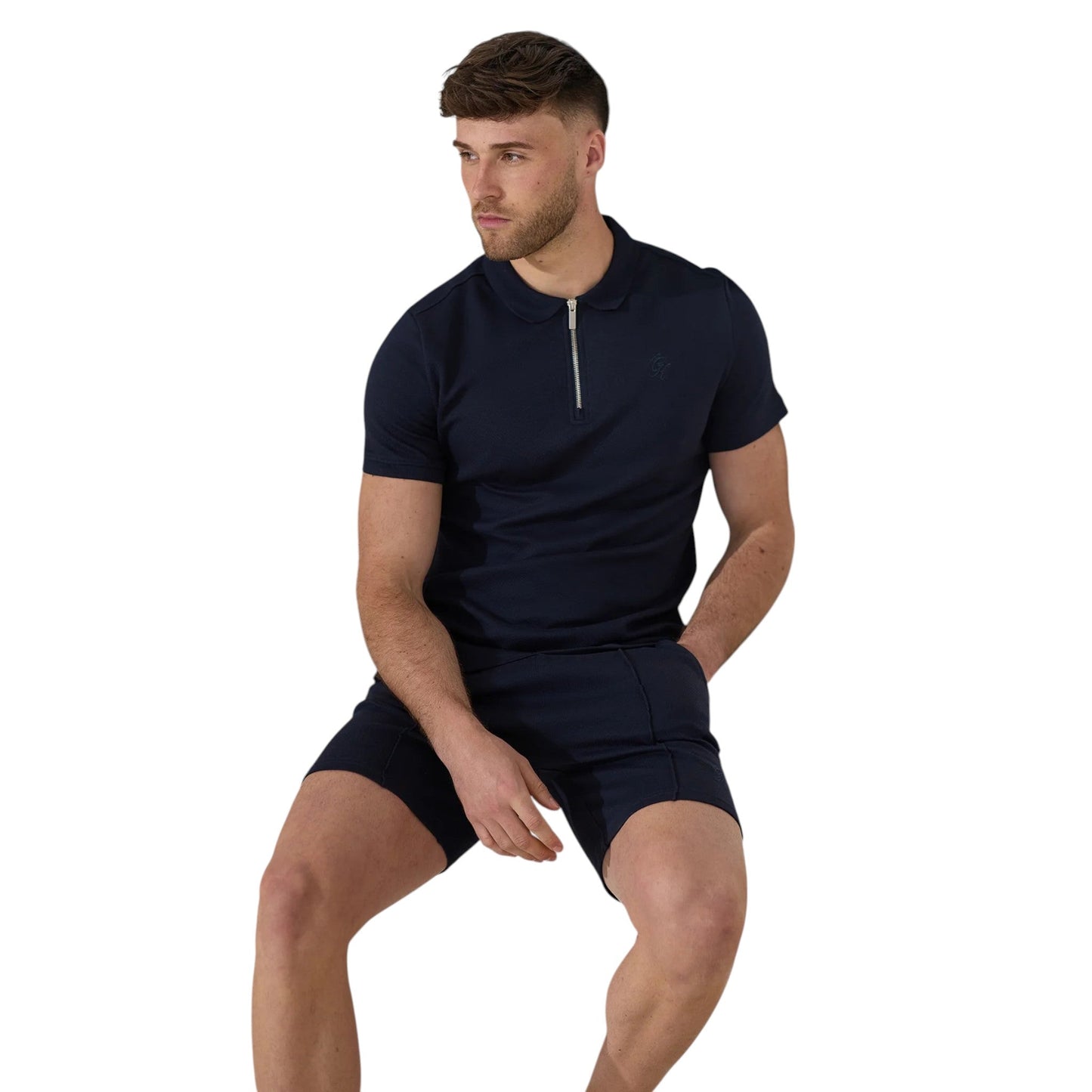 Portals Textured Polo Shirt in Navy