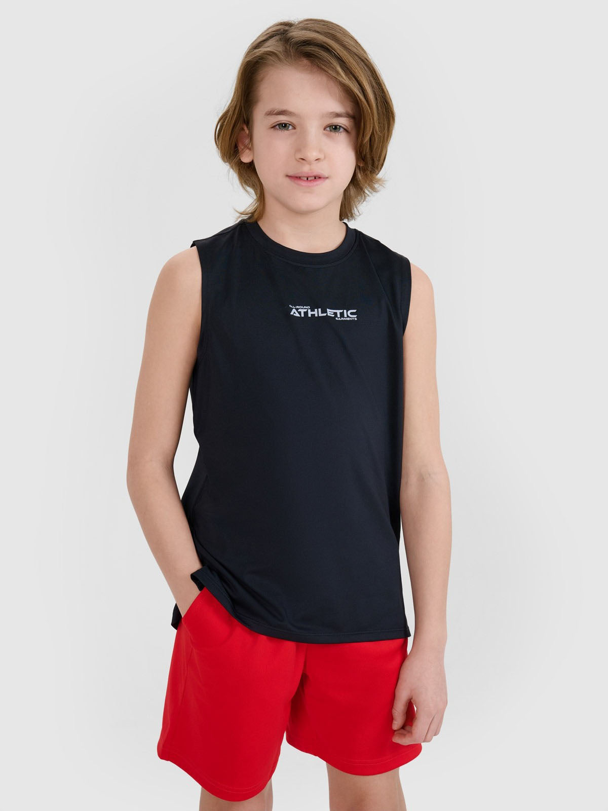 Boy's quick-drying sports tank top - black