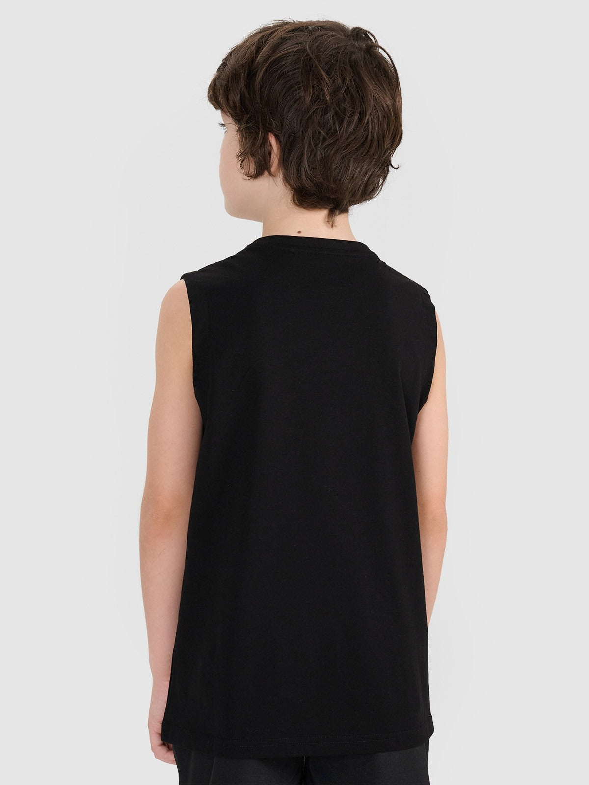 Boy's regular tank top with print - black
