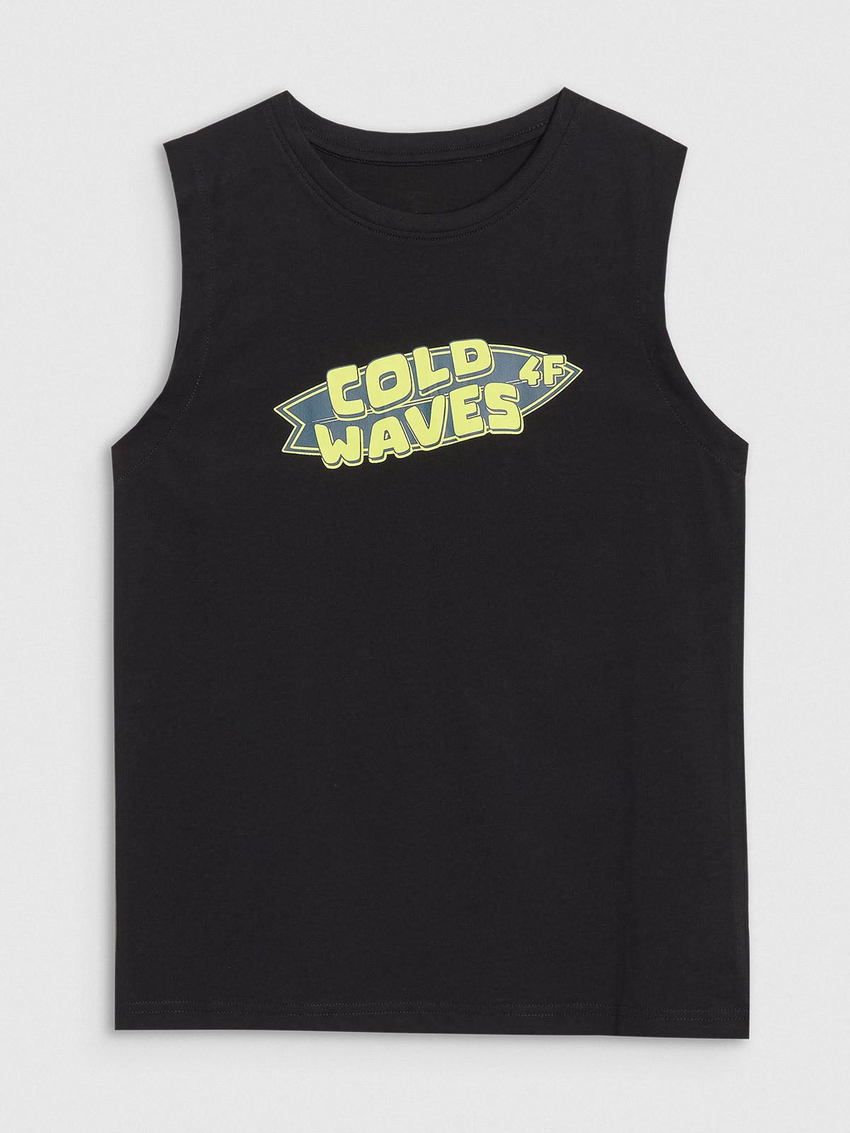 Boy's regular tank top with print - black