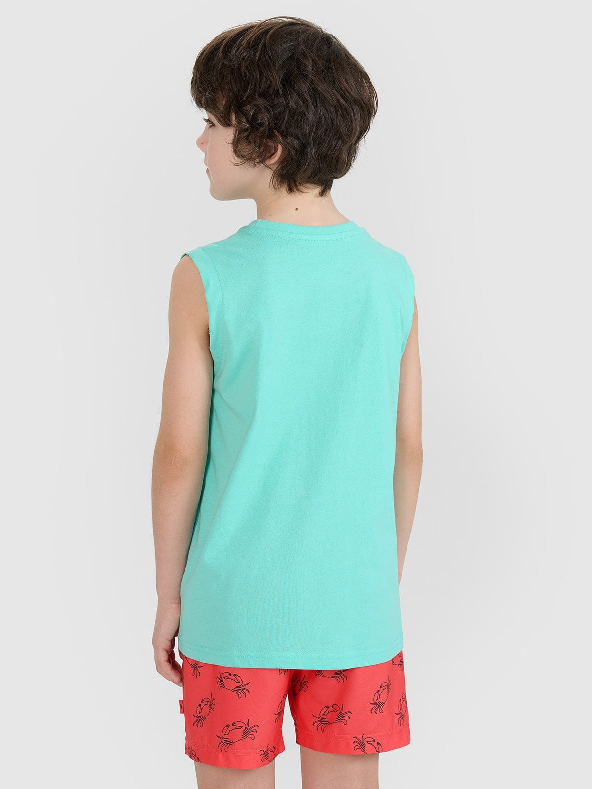 Boy's regular tank top with print - black