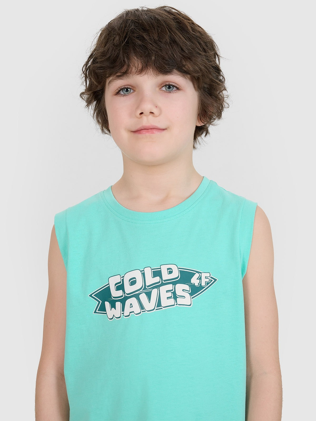 Boy's regular tank top with print - black