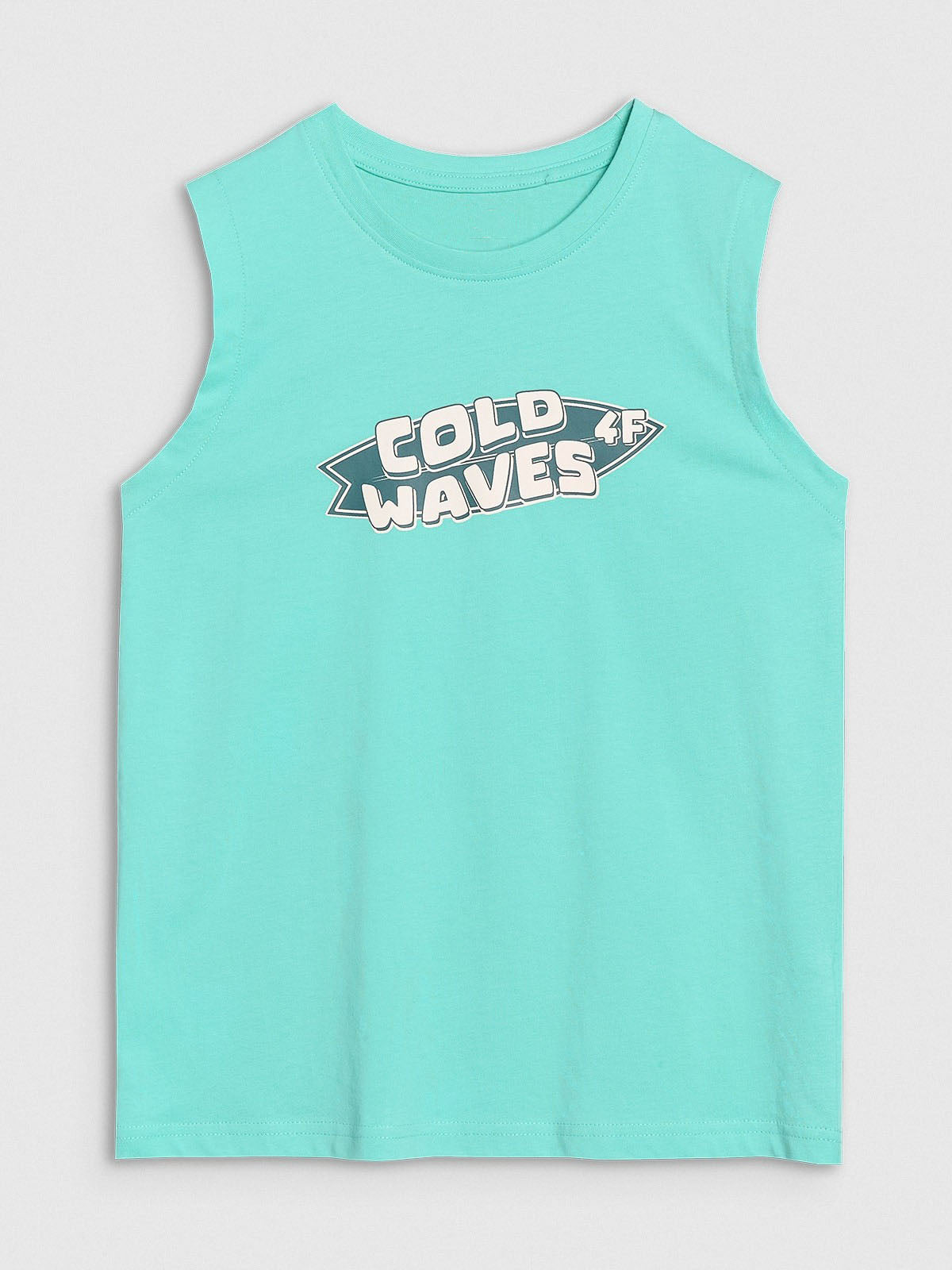 Boy's regular tank top with print - black