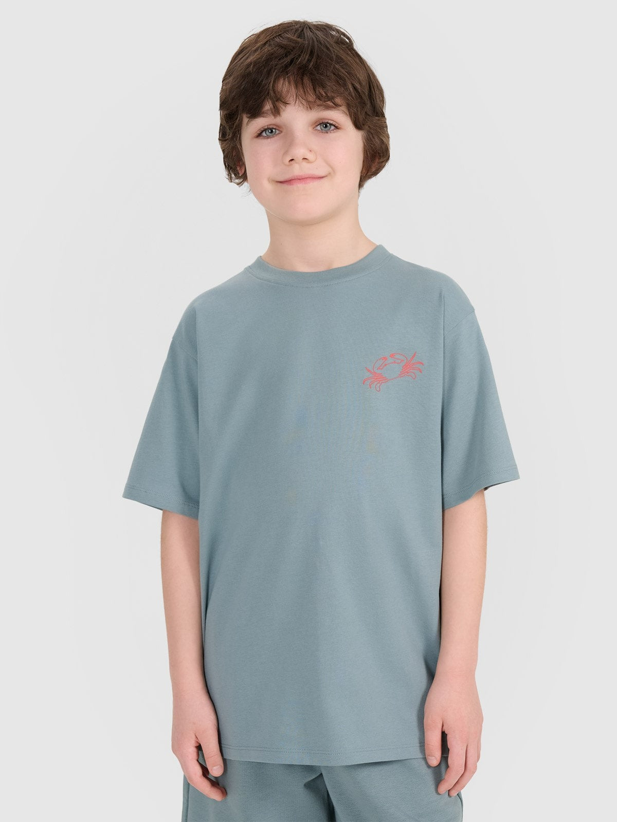 Boy's oversize T-shirt with print - turquoise