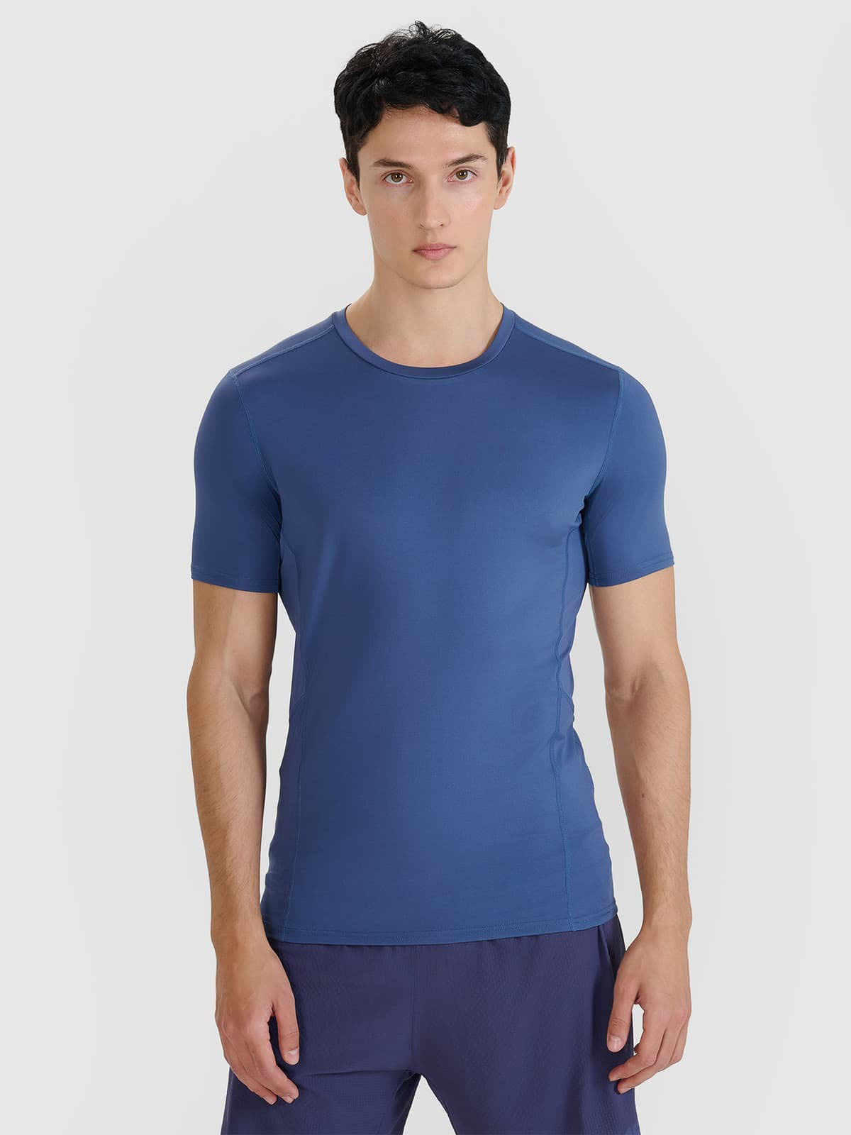 Men's slim quick-drying running T-shirt - navy blue