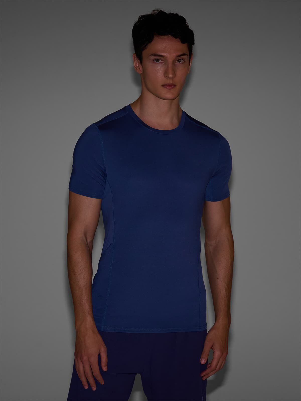 Men's slim quick-drying running T-shirt - navy blue