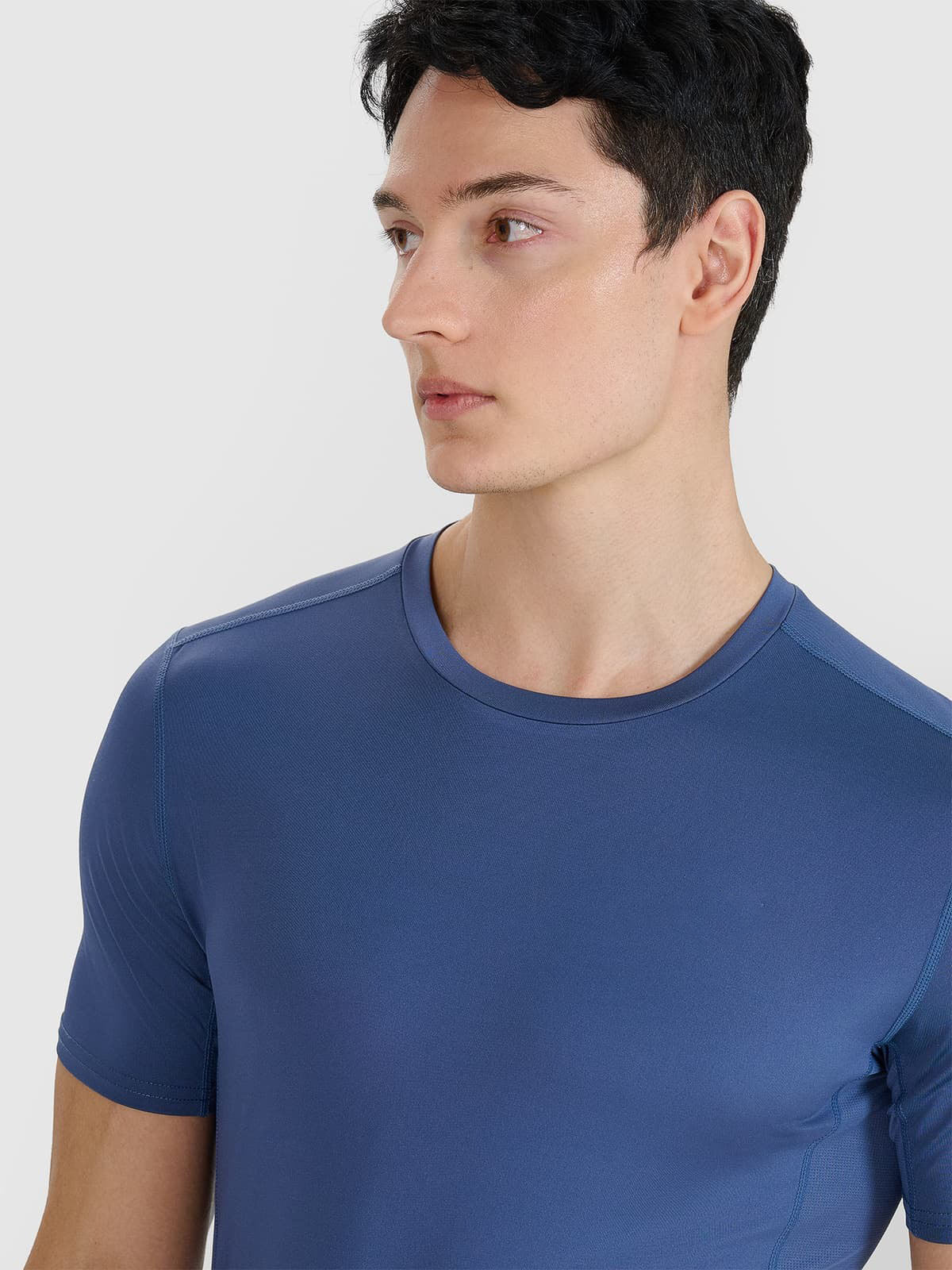Men's slim quick-drying running T-shirt - navy blue