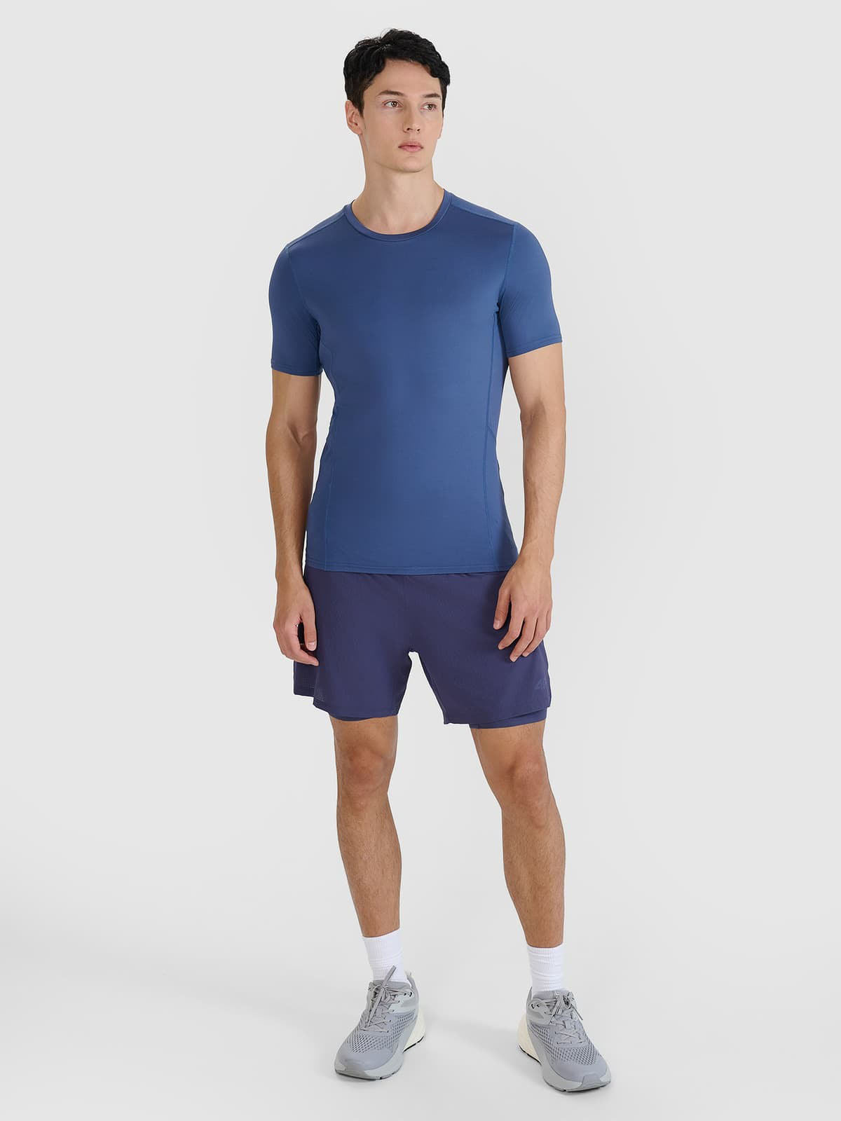 Men's slim quick-drying running T-shirt - navy blue