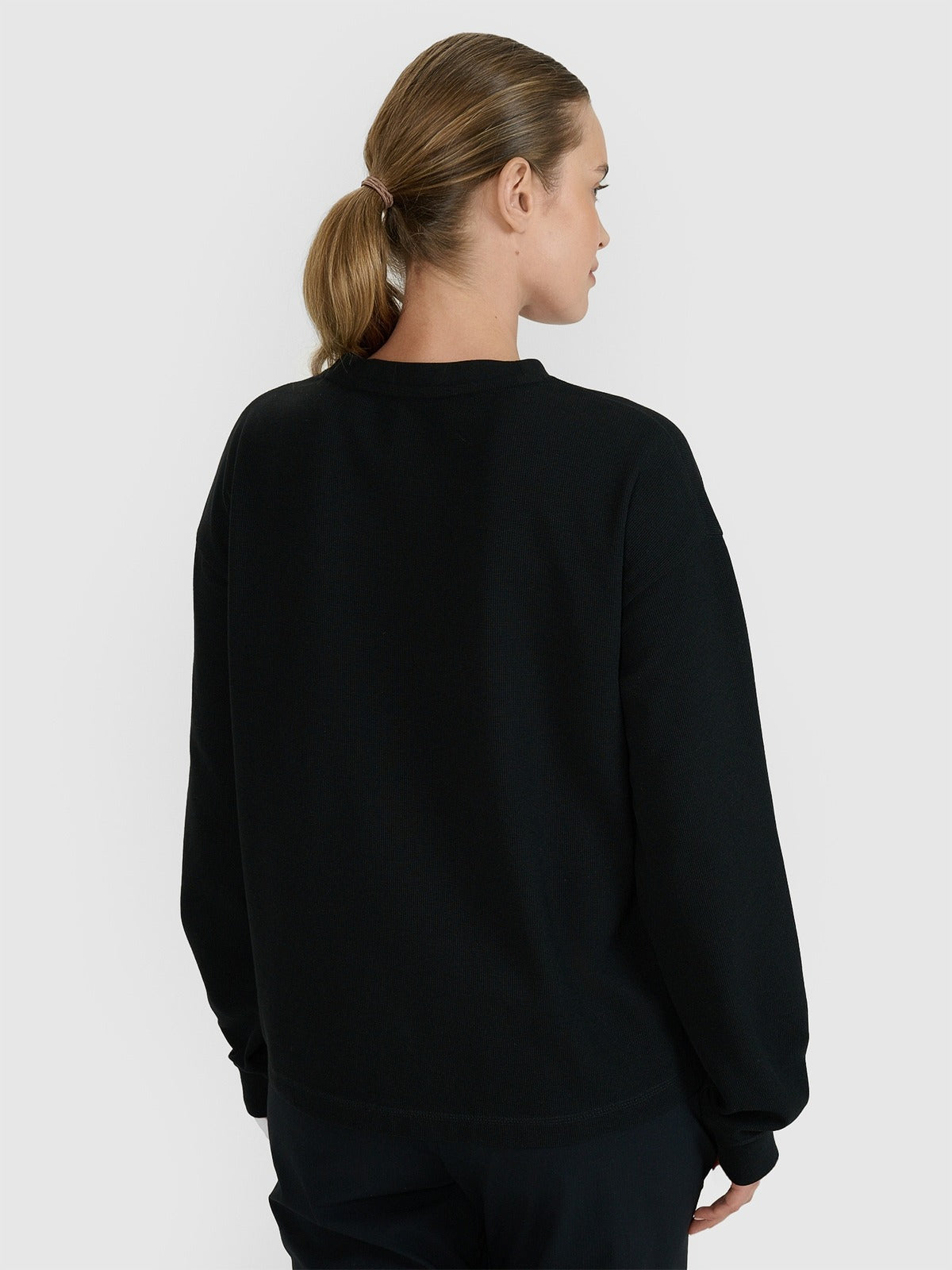 Women's oversized longsleeve with print - black