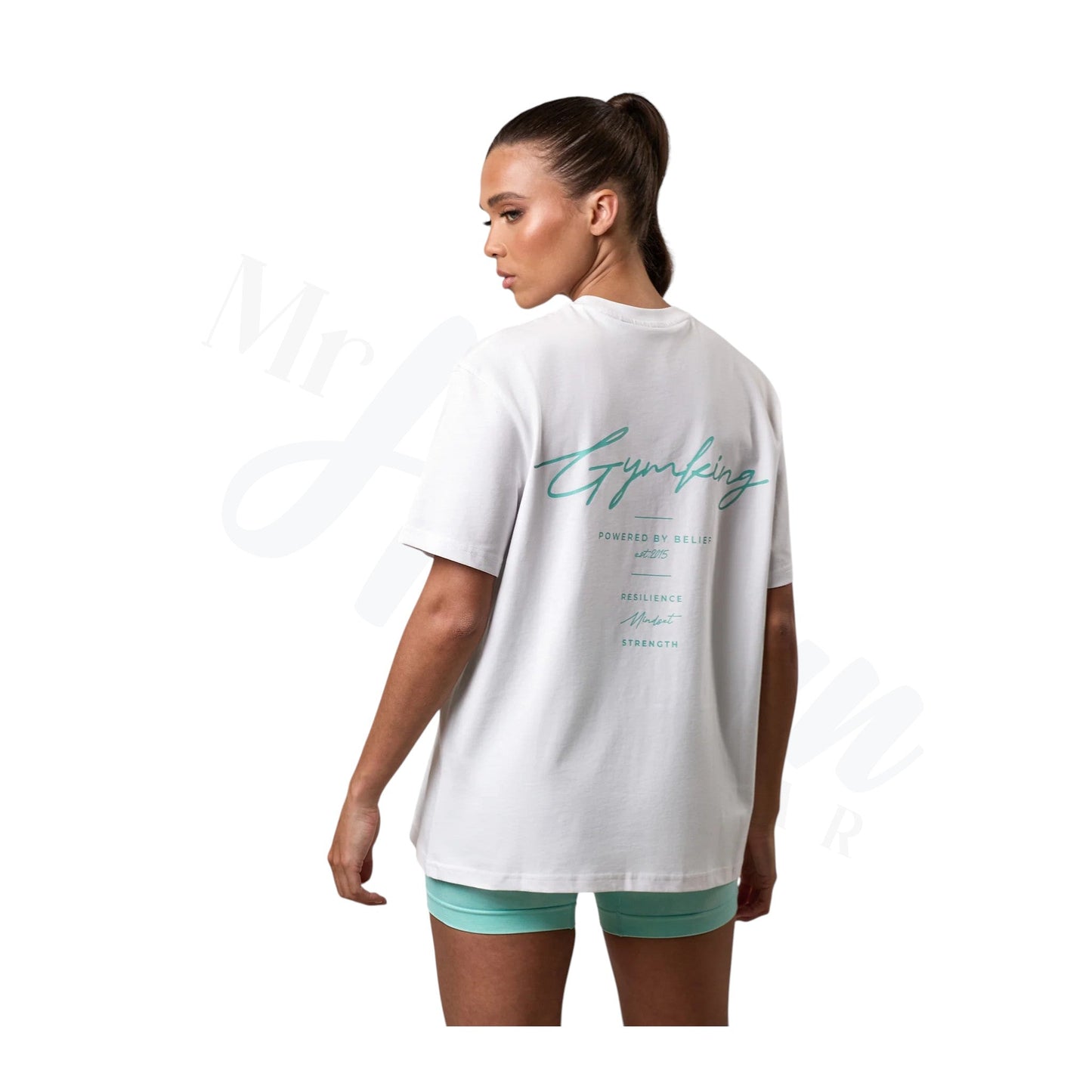 Reset Boyfriend Tee - White/Deep Aqua