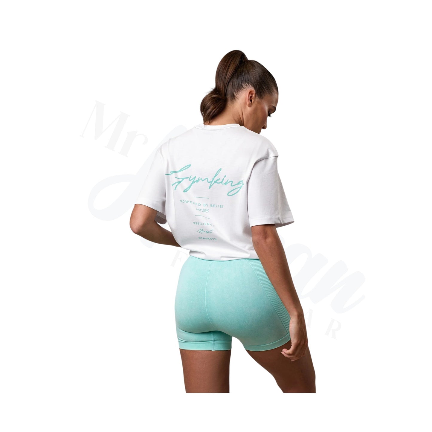 Reset Boyfriend Tee - White/Deep Aqua