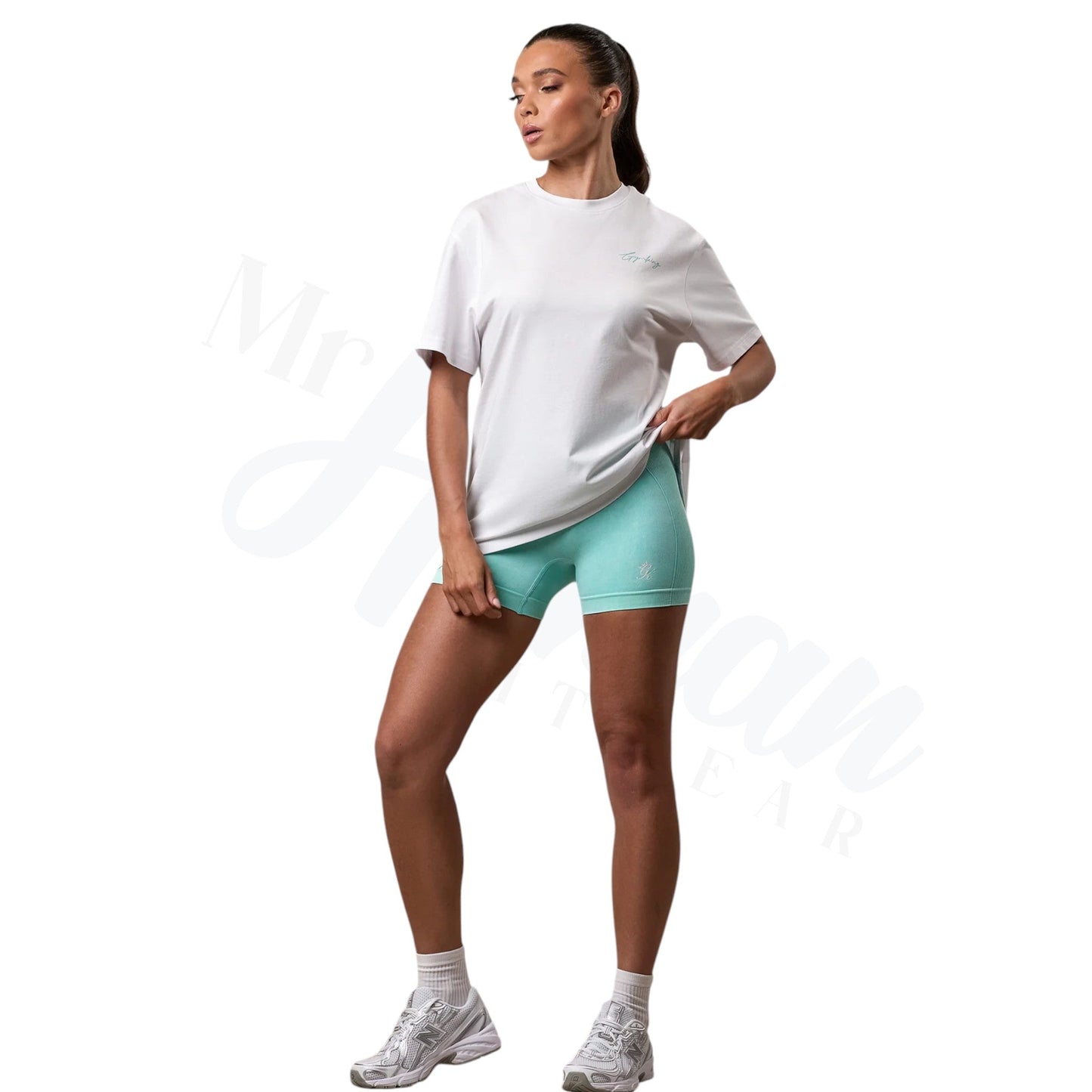 Reset Boyfriend Tee - White/Deep Aqua