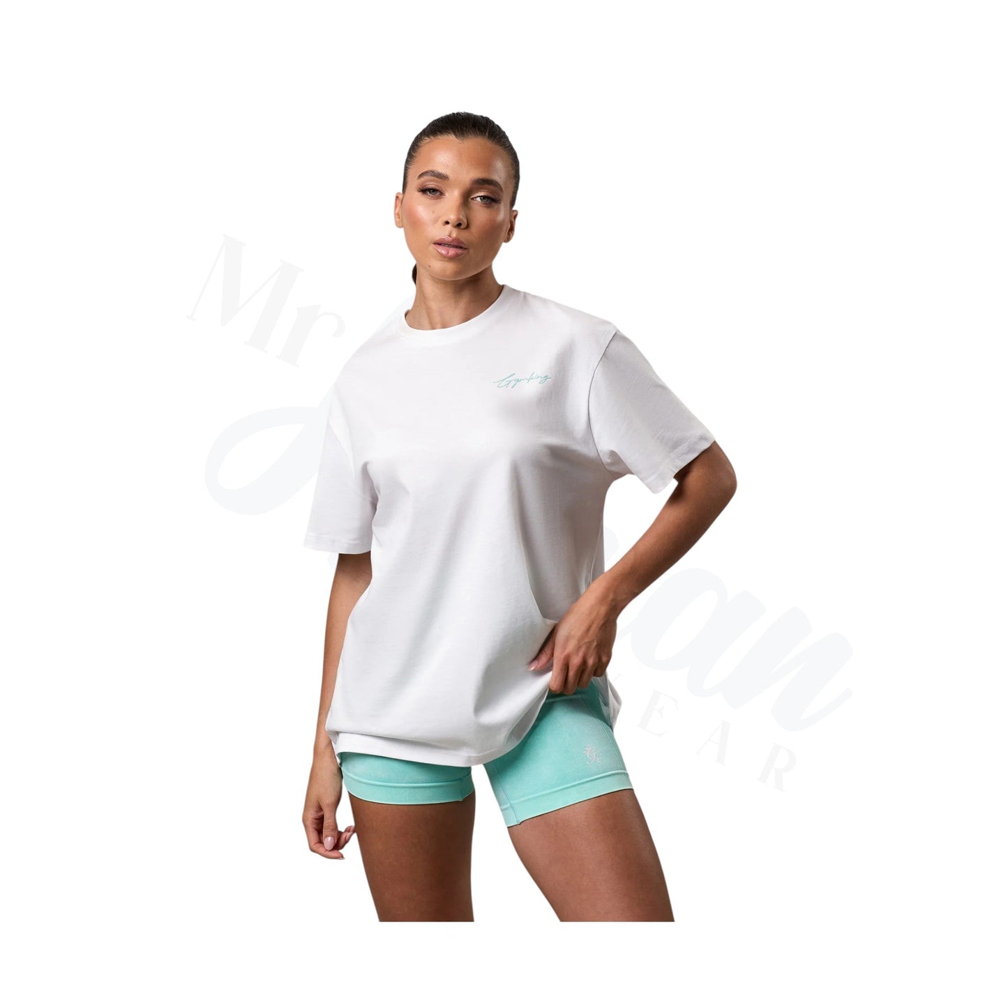 Reset Boyfriend Tee - White/Deep Aqua