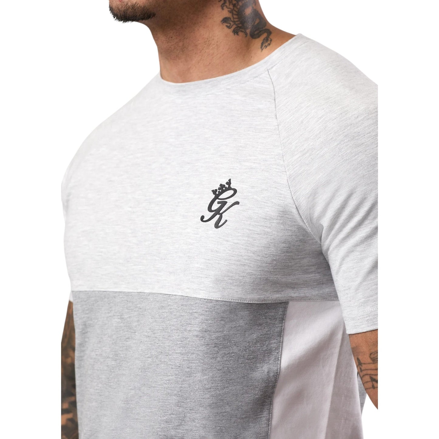 Contrast Panel Tee in Snow Marl & White