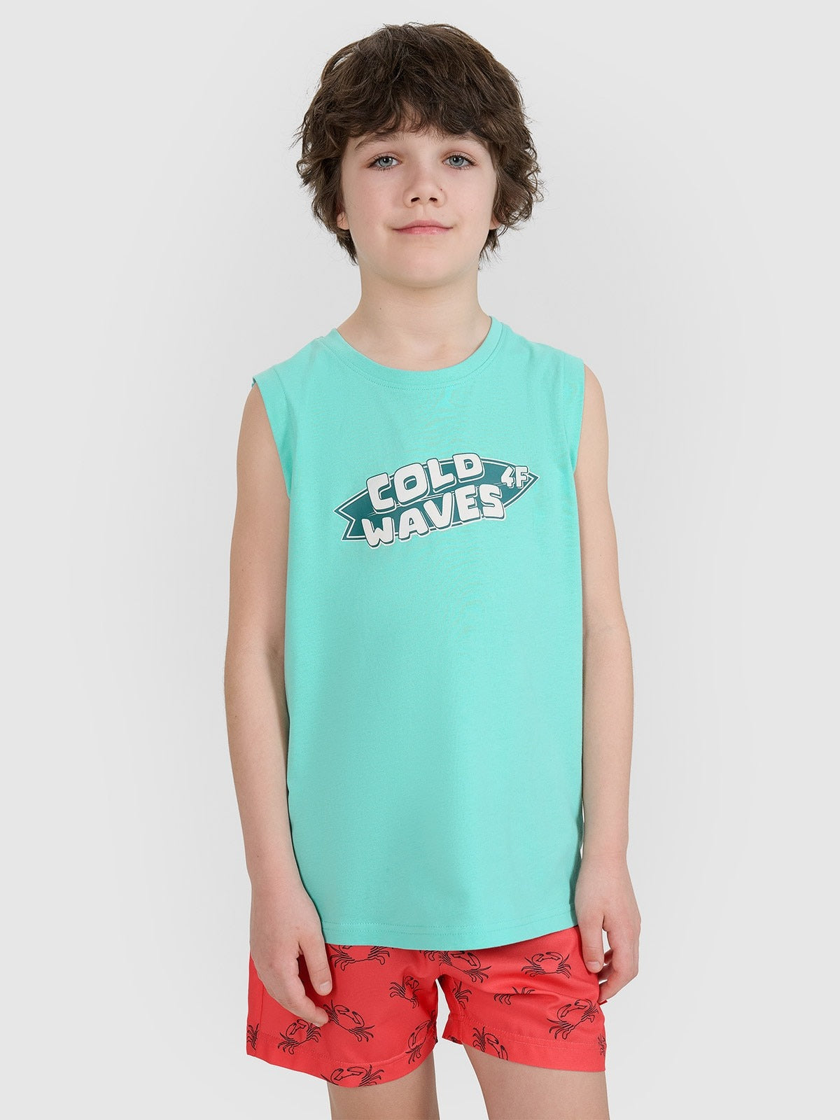 Boy's regular tank top with print - black