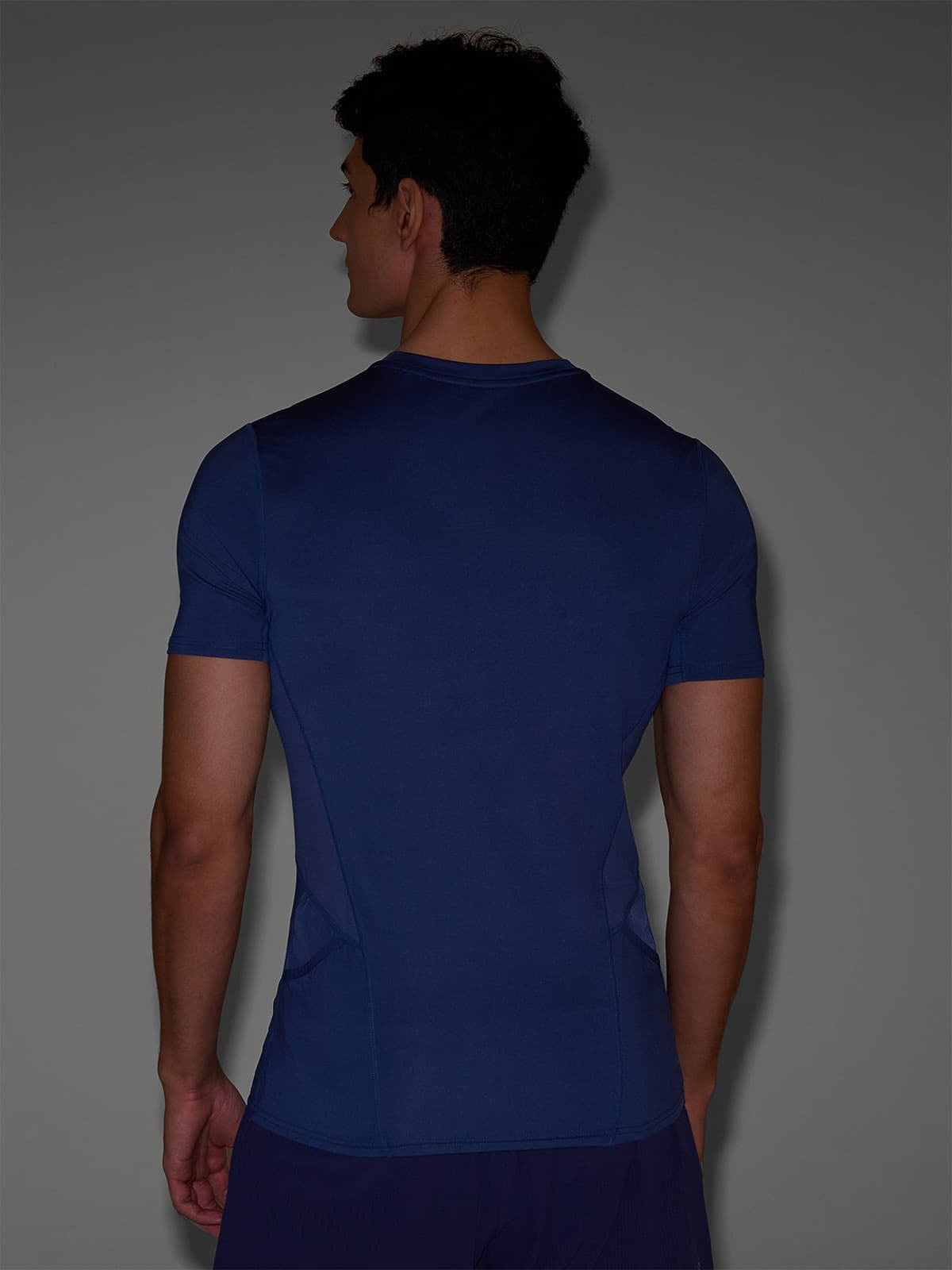Men's slim quick-drying running T-shirt - navy blue