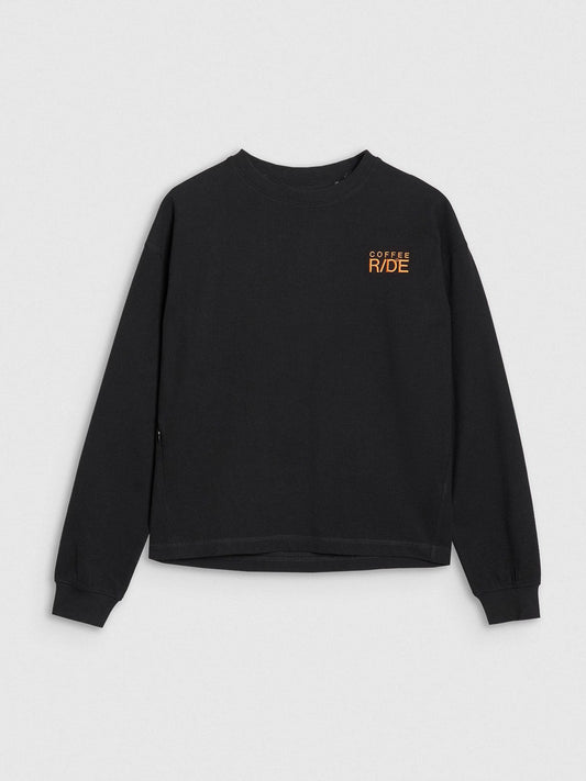 Women's oversized longsleeve with print - black