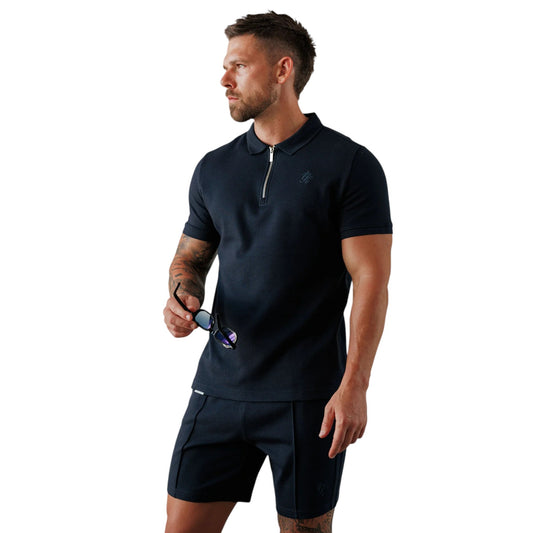 Portals Textured Polo Shirt in Navy