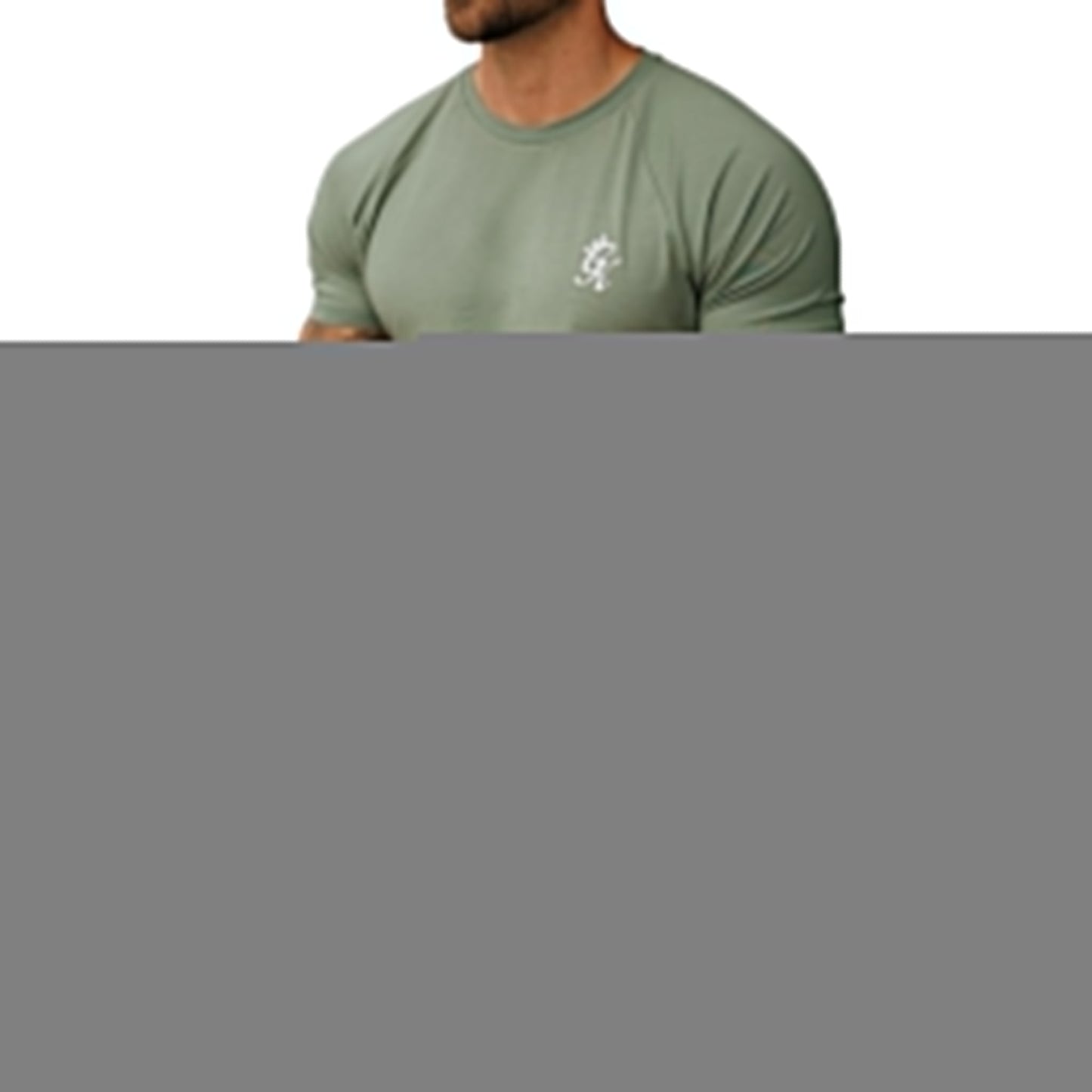 Contrast Panel Tee in Fern Khaki &White