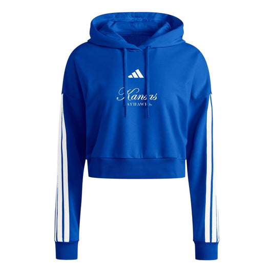 Kansas Jayhawks 3-Stripes Cropped Hoodie