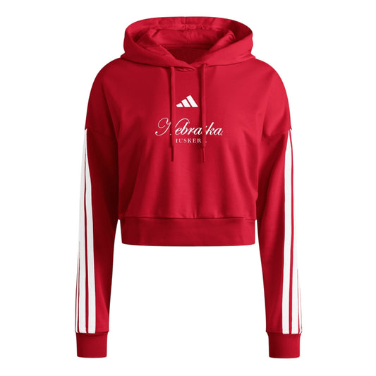 "Nebraska Cornhuskers 3-Stripes Crop Hoodie"