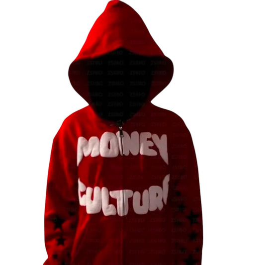 Streetwear Red Puff Printing Hoodie