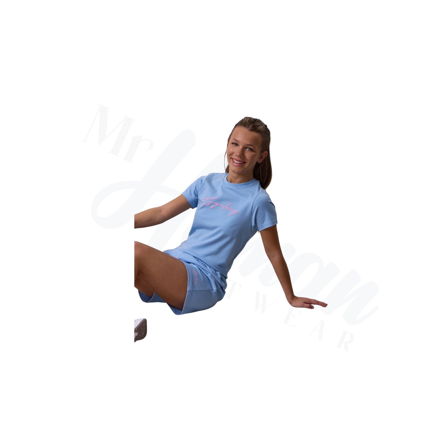 Sky Blue Jersey Tee with Cool Script - Print